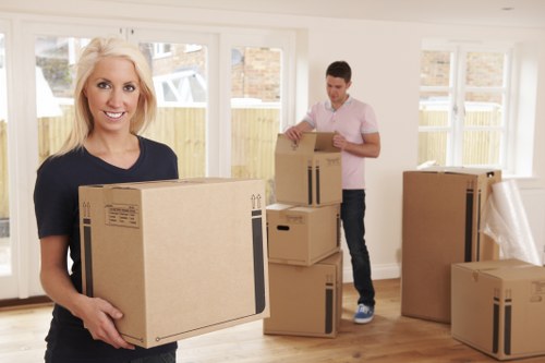 Well-organized packing inside a moving truck