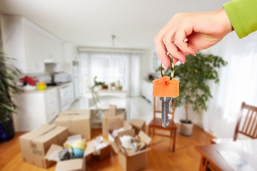 Van crew sorting items for recycling outside a Marylebone building